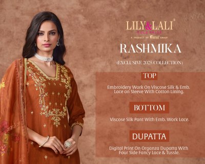 Rashmika by Lily and lali Embroidered Top with fancy sleeve and pant with dupatta  readymade suit catalogs