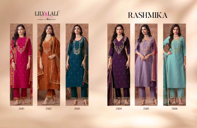 Rashmika by Lily and lali Embroidered Top with fancy sleeve and pant with dupatta  readymade suit catalogs