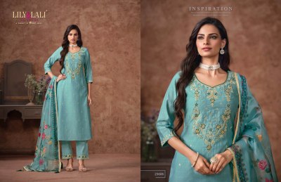 Rashmika by Lily and lali Embroidered Top with fancy sleeve and pant with dupatta  readymade suit catalogs
