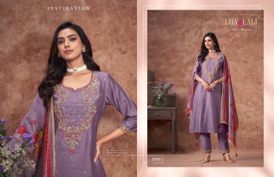 Rashmika by Lily and lali Embroidered Top with fancy sleeve and pant with dupatta  readymade suit catalogs