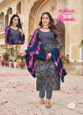 Rashmika vol 2 by Kavya reyon printed top pant with dupatta catalogue at affordable rate readymade suit catalogs
