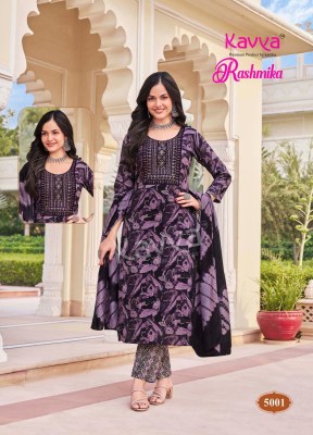 Rashmika vol 5 by Kavya Reyon neck embroidered kurti pant and dupatta collection readymade suit catalogs