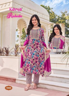 Rashmika vol 5 by Kavya Reyon neck embroidered kurti pant and dupatta collection readymade suit catalogs