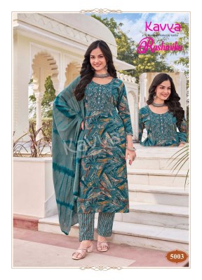 Rashmika vol 5 by Kavya Reyon neck embroidered kurti pant and dupatta collection readymade suit catalogs