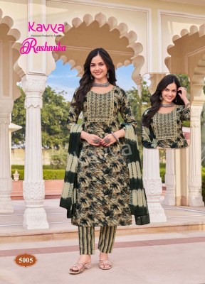 Rashmika vol 5 by Kavya Reyon neck embroidered kurti pant and dupatta collection readymade suit catalogs
