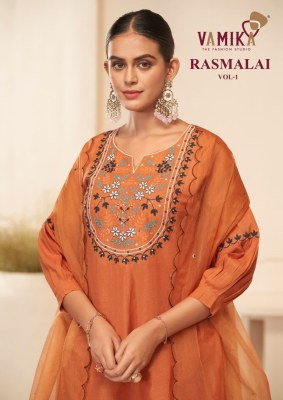 Rasmalai vol 1 by Vamika Heavy Cemric cotton readymade suit catalogue with low rate Vamika nx