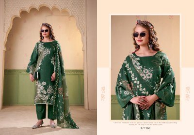 Rawiya by Zulfat Exclusive Jam Cotton Satin Suit with Heavy Handwork And Pure Mal Mal Cotton Dupatta Dress Material Wholesale dress material catalogs