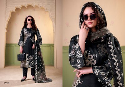Rawiya by Zulfat Exclusive Jam Cotton Satin Suit with Heavy Handwork And Pure Mal Mal Cotton Dupatta Dress Material Wholesale dress material catalogs