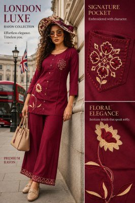 Rayon 22KG 2-Piece Palazzo Set with Embroidery & Pocket Size wise Combo Set