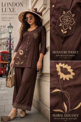 Rayon 22KG 2-Piece Palazzo Set with Embroidery & Pocket Size wise Combo Set