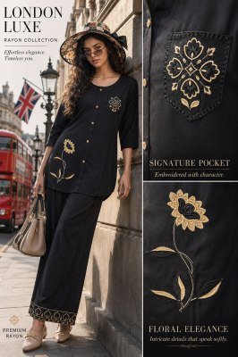 Rayon 22KG 2-Piece Palazzo Set with Embroidery & Pocket Size wise Combo Set