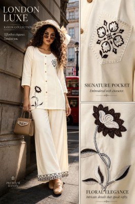 Rayon 22KG 2-Piece Palazzo Set with Embroidery & Pocket Size wise Combo Set
