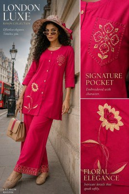 Rayon 22KG 2-Piece Palazzo Set with Embroidery & Pocket Size wise Combo Set