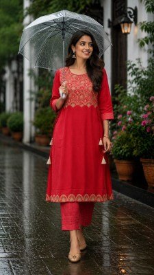 Rayon Cotton Slub Embroidery Work Kurti kurtis catalogs