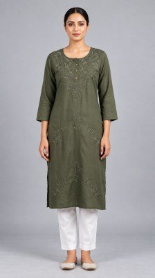 Rayon Embroidery Kurti Collection with One Side Pocket Size wise Combo Set