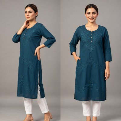 Rayon Embroidery Work Kurti Collection with One Side Pocket 