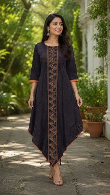 Rayon Slub Embroidery Work A-Line High Low Kurti wholesale catalogs