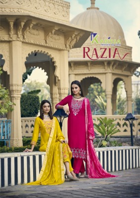 Razia by Karissa Premium muslin kurti top and dupatta with thread work catalogue at affordable rate Karissa 