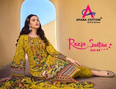 Razia sultan vol 44 by Apana cotton pure premium unstitched suit catalogue at affordable rate dress material catalogs