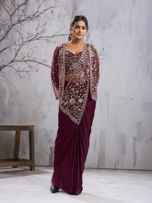 Ready to Wear Saree Design No. 102444 Imported Lycra Saree with Blouse and Jacket 
