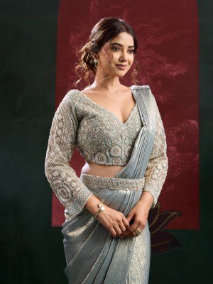 Ready to Wear Saree Design No. 102449 Imported Sand Wash Saree with Beads Work Blouse 