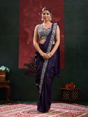 Ready to Wear Saree Design No. A536 Chinnon Saree with Beads and Blouse sarees catalogs