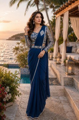 Ready to Wear Saree Design No. 102432 Imported Lycra Saree with Beads Work Blouse sarees catalogs