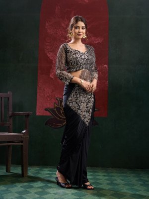 Ready to Wear Saree Design No. 102438 Imported Lycra Saree with Beads Work Blouse sarees catalogs