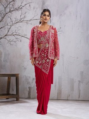 Ready to Wear Saree Design No. 102444 Imported Lycra Saree with Blouse and Jacket sarees catalogs
