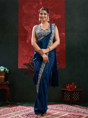 Ready to Wear Saree Design No. A536 Chinnon Saree with Beads and Blouse sarees catalogs