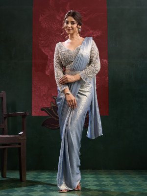 Ready to Wear Saree Design No. 102449 Imported Sand Wash Saree with Beads Work Blouse sarees catalogs