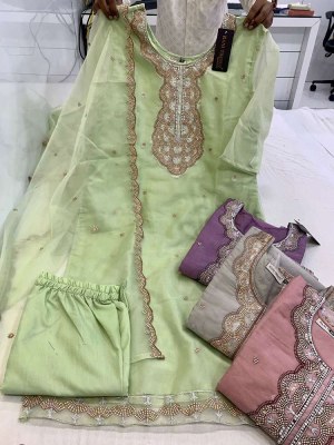 Readymade Full Stitched Organza Salwar Suits Four Colours Matching Party Wear Dress Wholesale Rate Surat Market Amavi