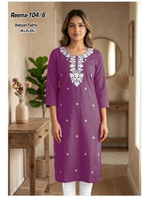 Reema Vatican Fabric Heavy Sequence Work Kurti Size wise Combo Set