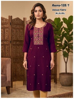 Reema Vatican Fabric Heavy Sequence Work Kurti Size wise Combo Set