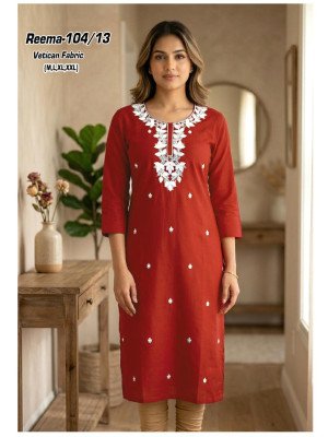 Reema Vatican Fabric Heavy Sequence Work Kurti Size wise Combo Set