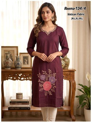 Reema Vatican Fabric Heavy Sequence Work Kurti Size wise Combo Set