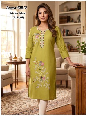 Reema Vatican Fabric Heavy Sequence Work Kurti Size wise Combo Set