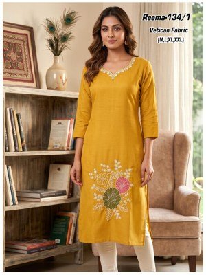 Reema Vatican Fabric Heavy Sequence Work Kurti Size wise Combo Set