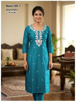 Reema Vatican Fabric Heavy Sequence Work Kurti Size wise Combo Set