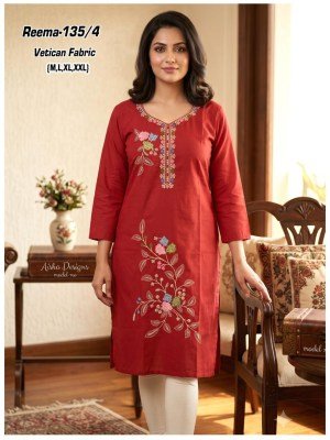 Reema Vatican Fabric Heavy Sequence Work Kurti Size wise Combo Set