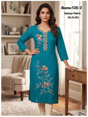 Reema Vatican Fabric Heavy Sequence Work Kurti Size wise Combo Set