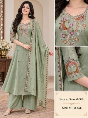 Repeat Most Demanded New Colour Launch Soft Silk Palazzo Pair Set Fancy Palazzo suit catalogue