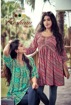 Resham vol 5 by Shreen Trendy western rayon foil prints tunics collection  Amavi