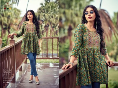 Resham vol 5 by Shreen Trendy western rayon foil prints tunics collection  western wear catalogs