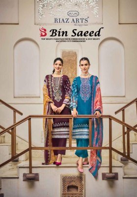 Riaz Arts Bin Saeed Vol 11 Designer Pure Cotton Embroidered Suits Wholesale Digital Print Collection dress material catalogs