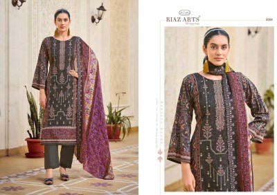 Riaz Arts Chevron Collection Pure Cotton Embroidered Unstitched Suit with Digital Print And Mal Mal Dupatta Wholesale Riaz Arts