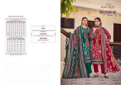Riaz Musafir Vol 29 Premium Cotton Suit Pure Cotton Digital Print Top with Heavy Self Embroidery Mal Mal Cotton Printed Dupatta  Cotton Bottom Wholesa kurtis catalogs