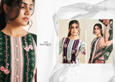 Riaz arts by benazir fancy pure karachi suit catalogue at affordable rate Karachi suits catalogs
