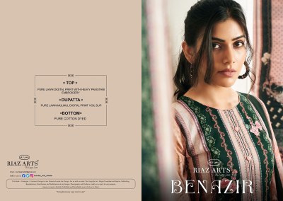 Riaz arts by benazir fancy pure karachi suit catalogue at affordable rate Karachi suits catalogs