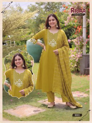 Ribba 3PCS Heavy Roman Silk Anarkali Suit with Golden Chanderi Dupatta kurti pant with dupatta Catalogs